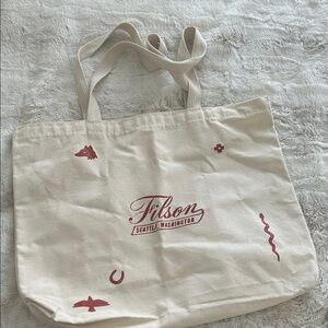 Filson Beige Tote with Red Design